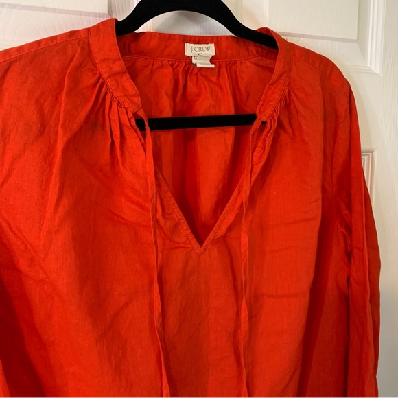 J. Crew Vibrant Red Linen-Cotton Blend Tunic Dress, size S - Picture 3 of 8